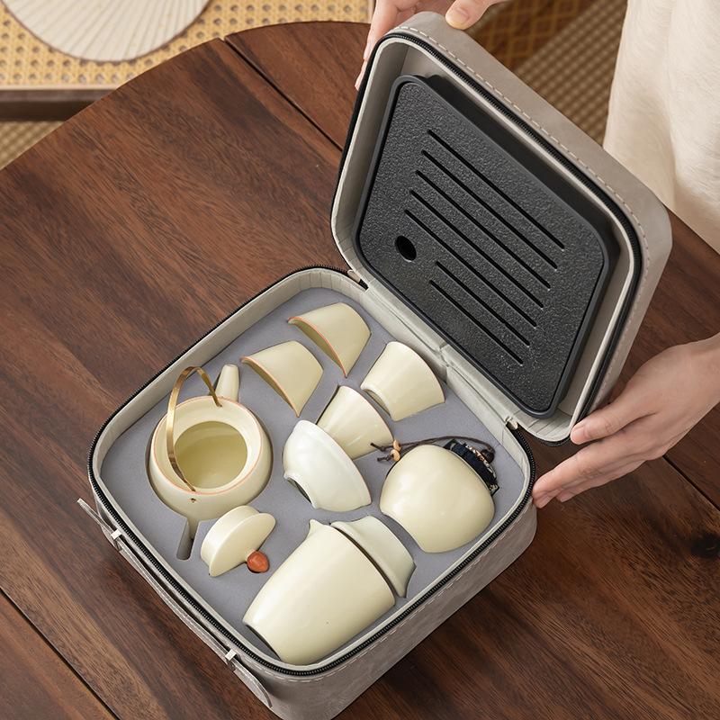 Travel tea set Outdoor portable Kung Fu tea set Business souvenir gift gift print