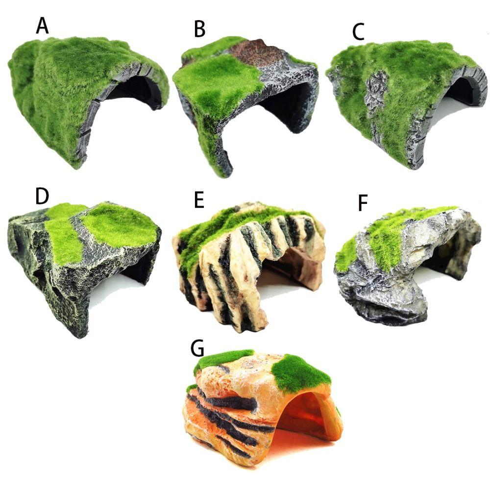1pc Decorative Moss Artificial Resin Snake Rest Cave Reptile Cave Lizard Cave Tortoise Shelter