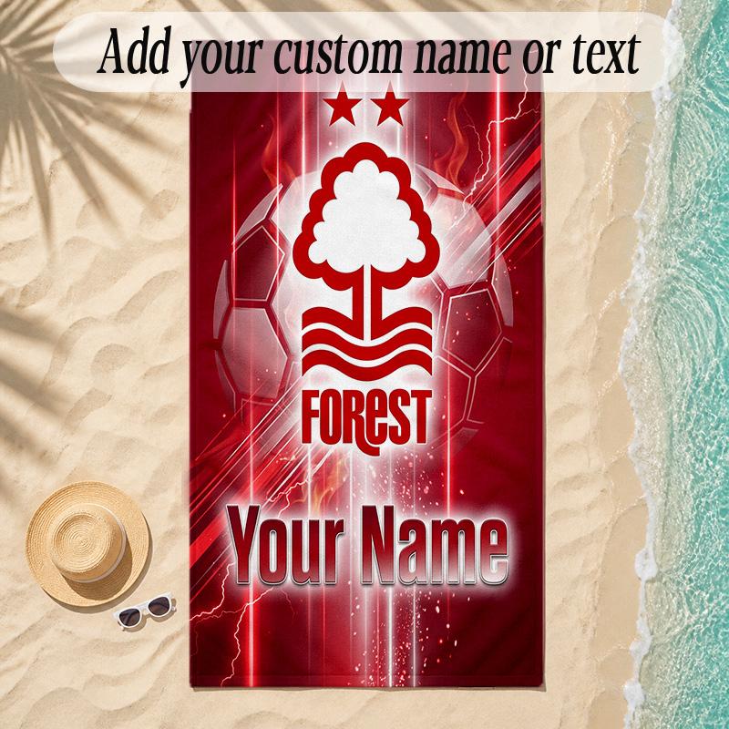 Beach TowelNottingham Forest FC Custom Name Text Personalized Soft Towel for Beach Pool Indoor Home Decor Gift