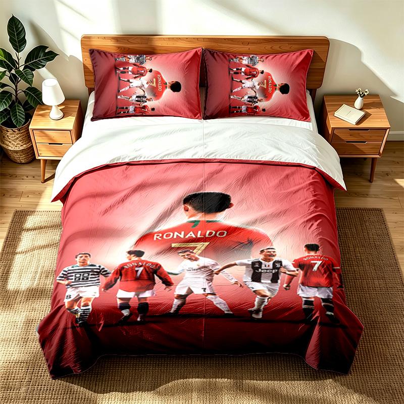 Cristiano Ronaldo (14) 3pc set suitable for master bedrooms soft and comfortable an ideal gift for family and friends Includes one duvet cover and two