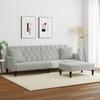 2 Seater Sofa Bed with Cushions and Footstool Light Grey Velvet