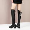 Designer Pointed Toe Women Knee High Boots New Fashion Back Bowknot Long Boots Thick High Heels Autumn Winter Ladies Shoes