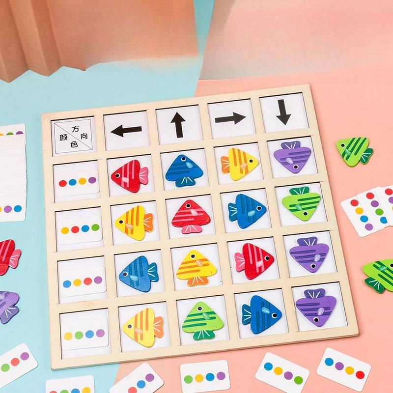 Xiaoyu finds direction Children's teaching aids Logical thinking direction Cognitive color pairing Early education educational wooden toys