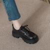 British style lace-up small leather shoes women's 2024 new spring and autumn black platform non-slip versatile loafers women's single shoes