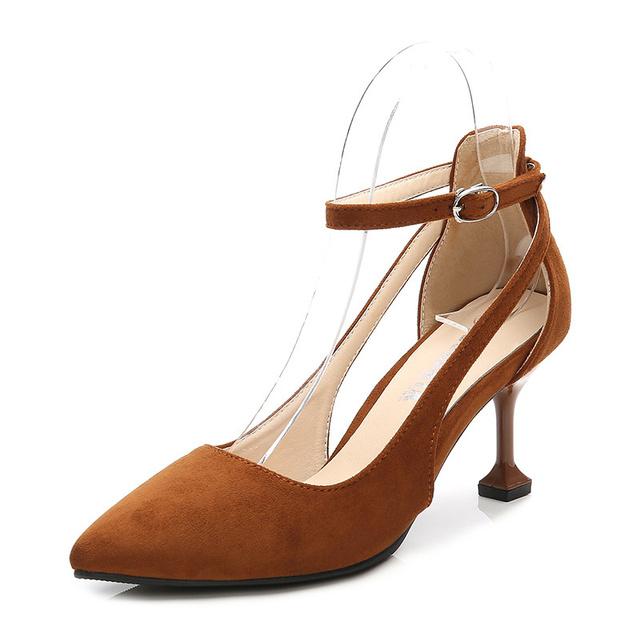 Модные элегантные женские фетиш-сандалии на высоком каблуке 7 см, женские замшевые сандалии на низком каблуке с острым носком больших размеров, дешевая офисная обувь