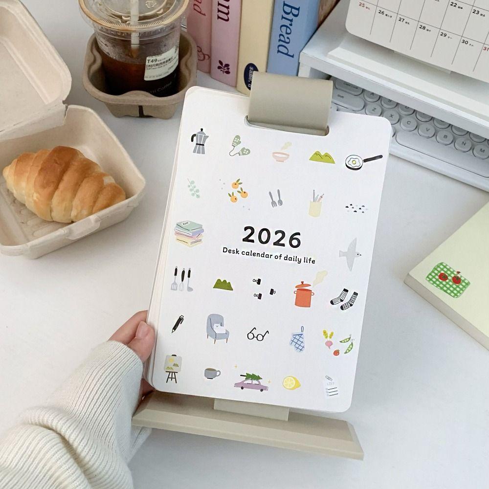 Cartoon Cartoon Desk Planner Page Flipping 2026 Cute Student Calendar 2026 Desk Calendar Office