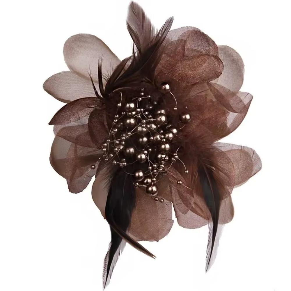 Large Women's Corsage Solid Color Lapel Pin Fashion Feather Fabric