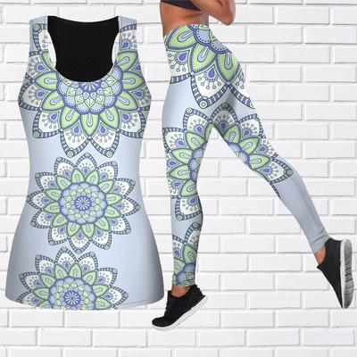 Красивый наряд для йоги с принтом лотоса для женщин, модные леггинсы для тренировок, спортивные повседневные штаны для фитнеса и йоги