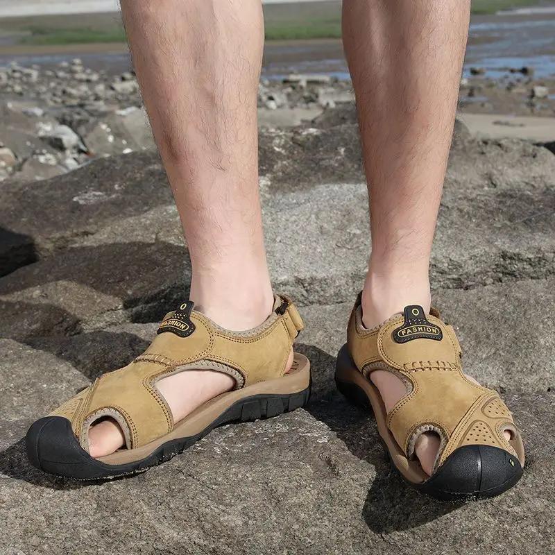 Модная мужская обувь на платформе, закрытый носок, натуральная кожа, дешевая распродажа, цвет, большой размер, модели 2025 года, открытая, купить, мужская сандалия из ЭВА