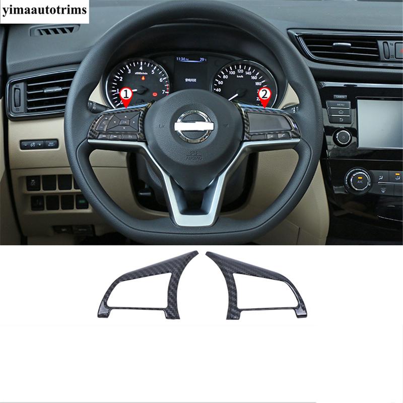 Steering Wheel Button Frame Decor Cover Trim For Nissan X-trail T32 Rogue 2017 - Red / Carbon Fiber Accessories Interior