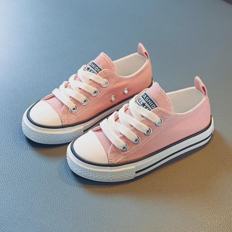 Children's Low-Top Lace-Up Canvas Sneakers - 2024 Spring Collection, Candy Colors, Parent-Child Shoes for Boys and Girls