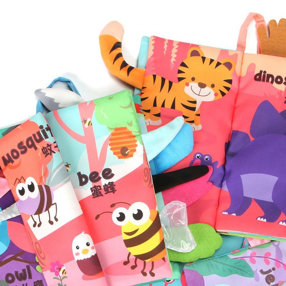 Animals Tail Kids Cloth Book Sound Paper Baby Early Learning Toy Learning Cognize