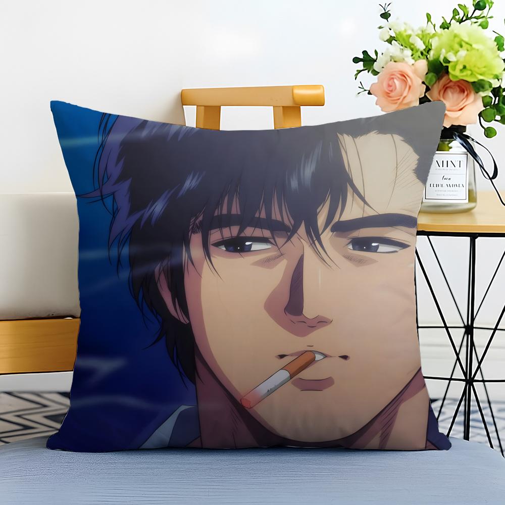Casual CCity Hunter SShinjuku Private Eyes Cushion Cover Washable Linen Pillowcase Soft for Sofa Bed Cozy Home Room Decor
