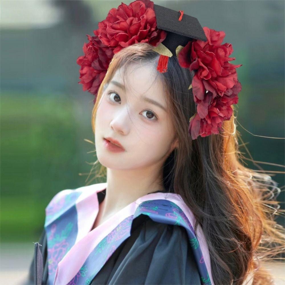 Doctor Flowers Hair Band Bachelor Academic Hat with Tassels Durable Mortar Board  College