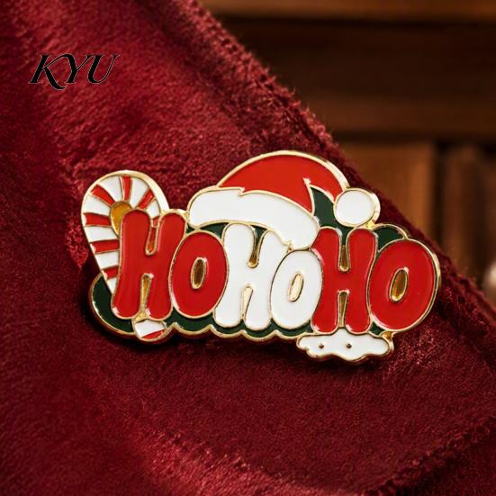 Enamel Clothes Badge HOHOHO Brooch for Christmas, Santa Hat Candy Cane Christmas Stocking Stuffer Alloy Pin, Decorative Holiday Sweaters Jackets