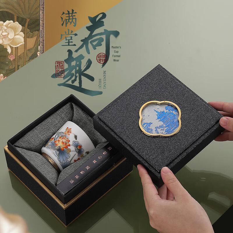 Mutton-Fat Jade White Porcelain Master Tea Cup - Magnolia