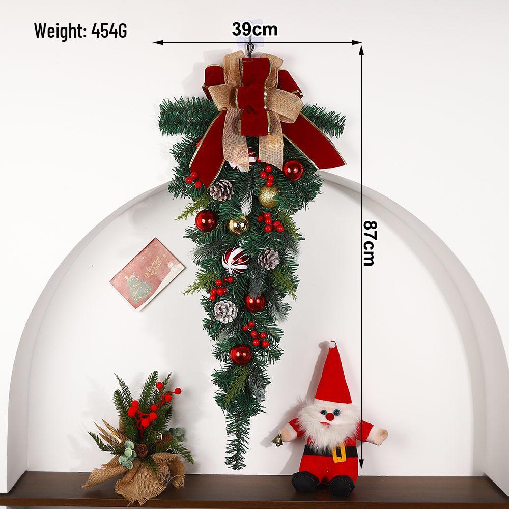 Upside Down Christmas Tree Door Hanger - Festive Greenery for Mall, Hotel, and Shop Window Decorations