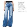 Gradient Color Multi Pockets Button Fly Tassel Women Jeans Fashion Mid-Waist Women Flare