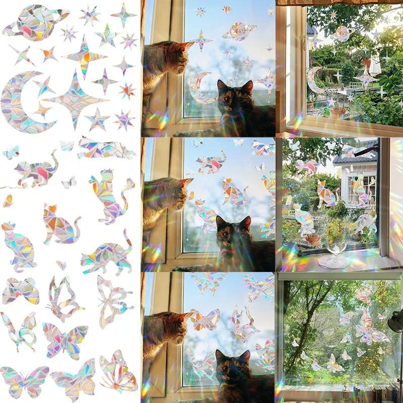 Sun Catcher DIY Window Stickers Rainbow Maker Cat Bird Moon Sun Art Decor for Kids Bedroom Living Room