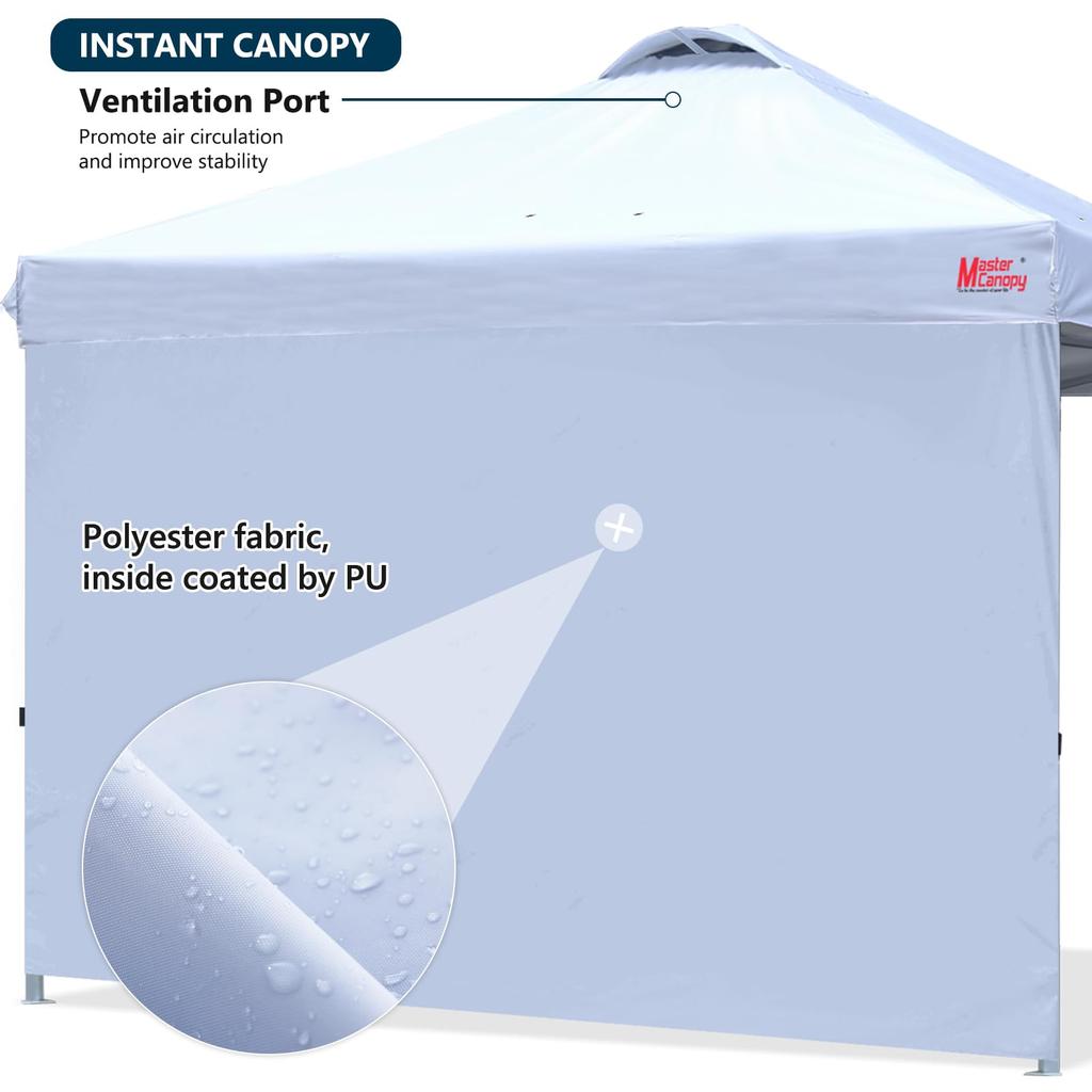 MASTERCANOPY Tarp Set of 1 Side Steel Water UV Outdoor Use Weight Bag One-Touch Tent, Sheet, 2M/2.5M/3M, 3-Level Adjustment, Frame, Wind-Resistant