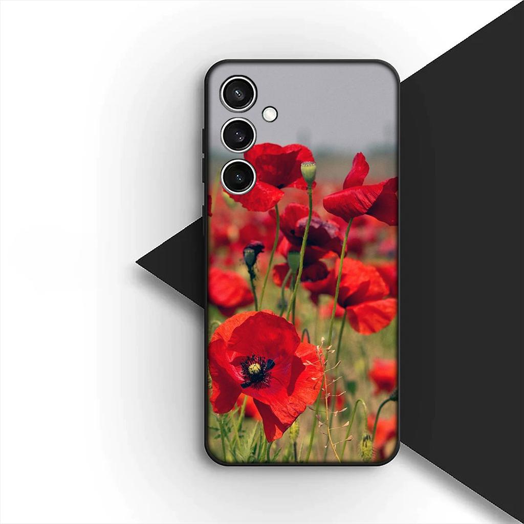 Cover for Apple iPhone 12 13 Pro XS Max Mini ProMax X XR Air 13Pro Casing Phone Case Red P-Poppys Flower Bloom Elegant