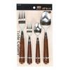 Pearl Metal Cutlery Set of 4, Wood Grain Finish, Round, Plastic Handle, B-5556