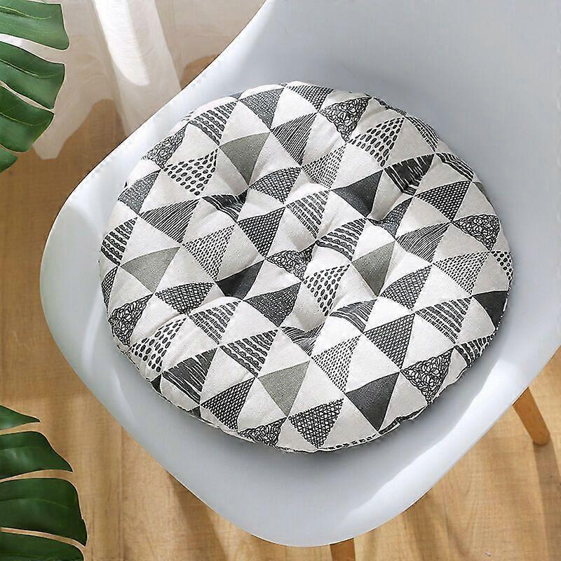 Chair Cushion, Round Tatami Breathable Cushion for Dining Room/Office/Sofa (Gray Triangle, 40cm, Pack of 2)