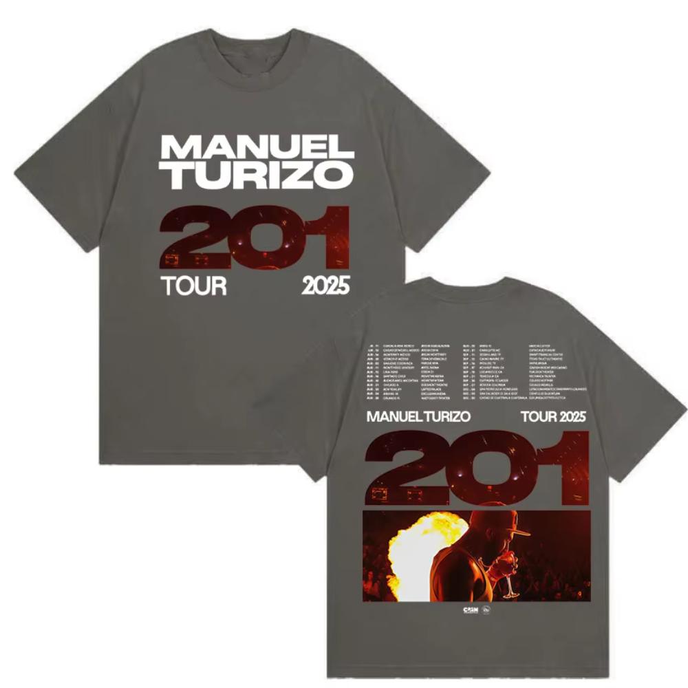 Rapper Manuel Turizo Tour 2025 Merch T Shirt Men's Retro Style Gothic Short Sleeve T-shirts Hip Hop Clothing Cotton Tops Tshirts