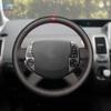 For Toyota Prius 20 XW20 2004 2005 2006 2007 2008 2009 Hand-stitched Car Steering Wheel Cover Trim Black Leather with Red