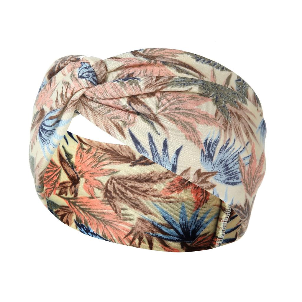 DX~~~ New Wide Brimmed Crossover Headband Lady's Bohemian Print Knitted Headband Sweat-wicking Bandana Sports Yoga Headband