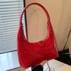 Роскошная лакированная сумка-хобо из искусственной кожи для женщин, шикарные сумки-мессенджеры с цепочкой для женщин, красный клатч для вечеринки под мышкой