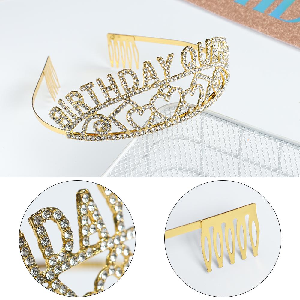 Bling Women Girl Princess Crown Birthday Headpiece Hair Hoop Birthday Queen Headband Party Tiara