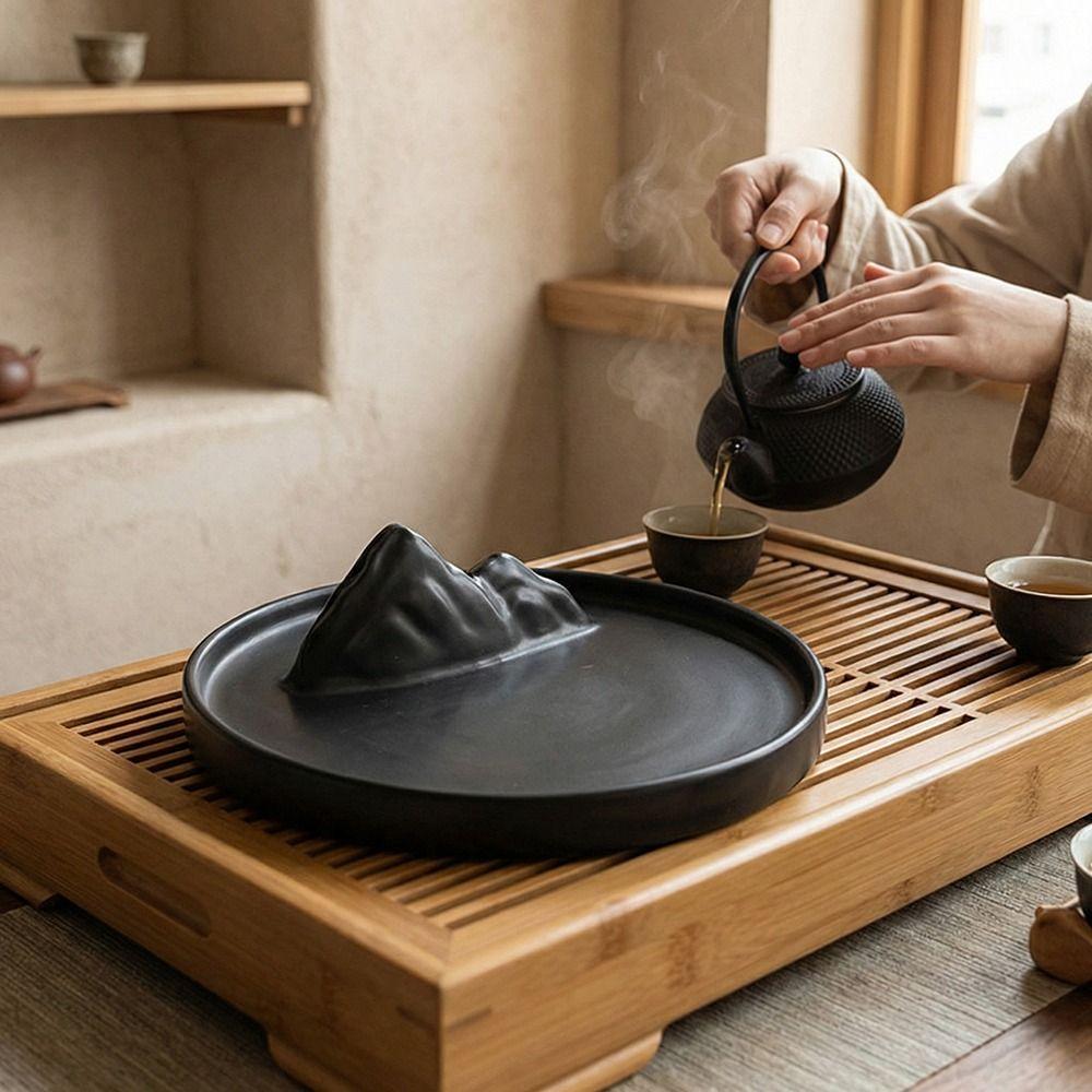 Нескользящая керамическая курильница Круглая гладкая поверхность Держатель для благовоний Прочный плоское дно Лоток для сжигания благовоний Для офиса