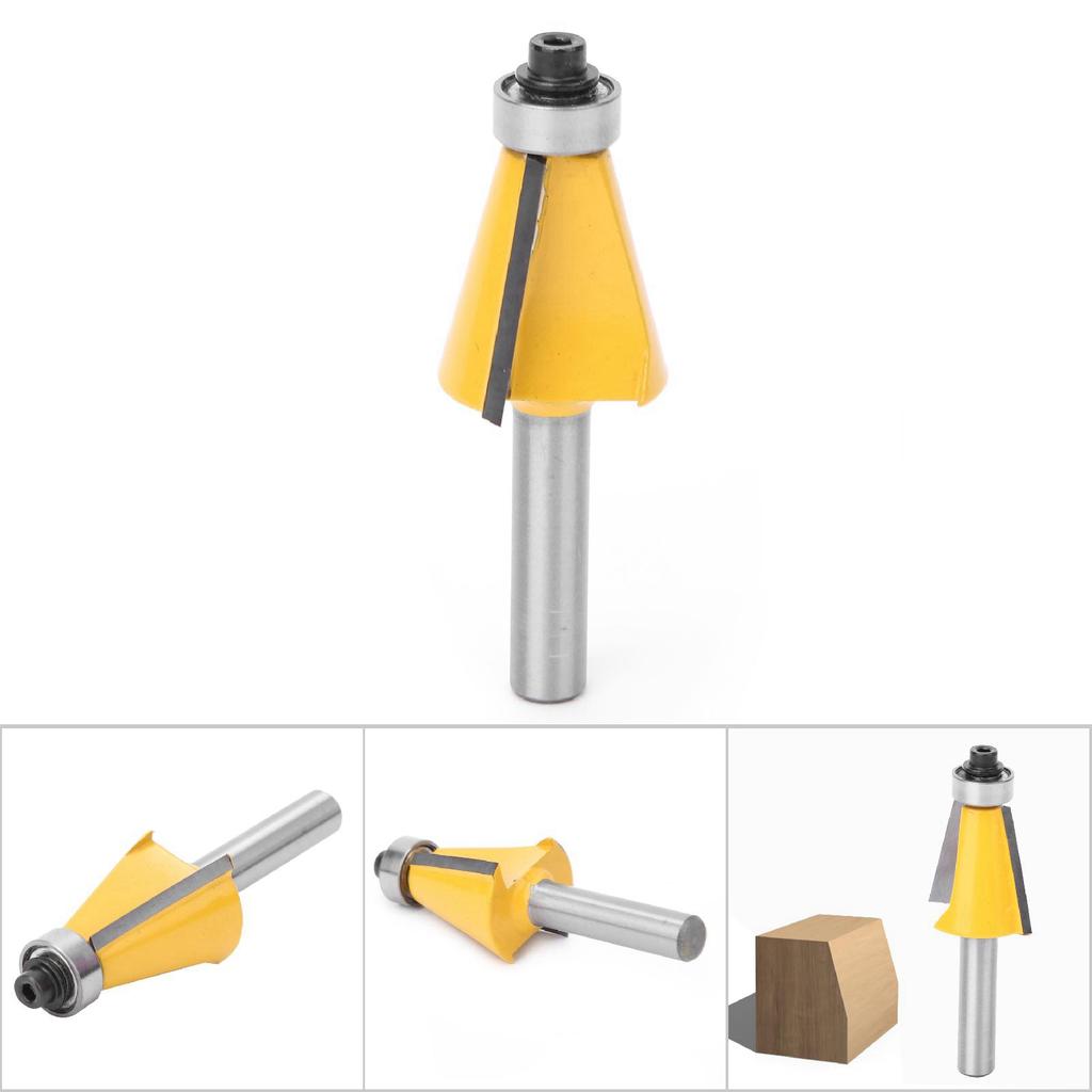 8mm Shank Chamfer Bevel Edging Router Bit with Bearing Woodworking Milling Cutter15 Degrees