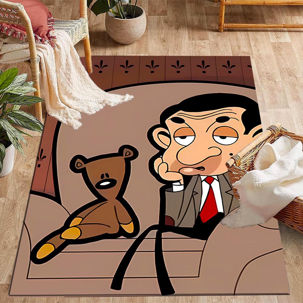 Mr. Bean's Adventure Themed Anti-Slip Rugs - Polyester Home Decor, Suitable for Bedrooms, Living Rooms, Doorways, Studios, and Decorations