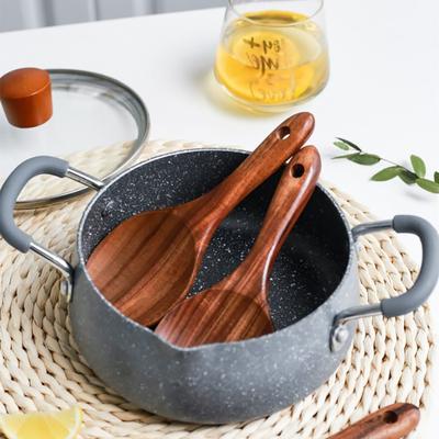 Ложка для риса с красивой текстурой, антипригарное покрытие, короткая ручка, деревянная ручка, кухонная ложка из тикового дерева, кухонная ложка