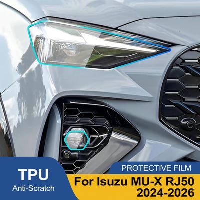 Защитная пленка PPF из ТПУ с защитой от царапин для фар Isuzu MU-X RJ50 2025-2026, комплект защитной пленки из винила с высокой степенью глянца, дымчато-черный, предварительно вырезанный