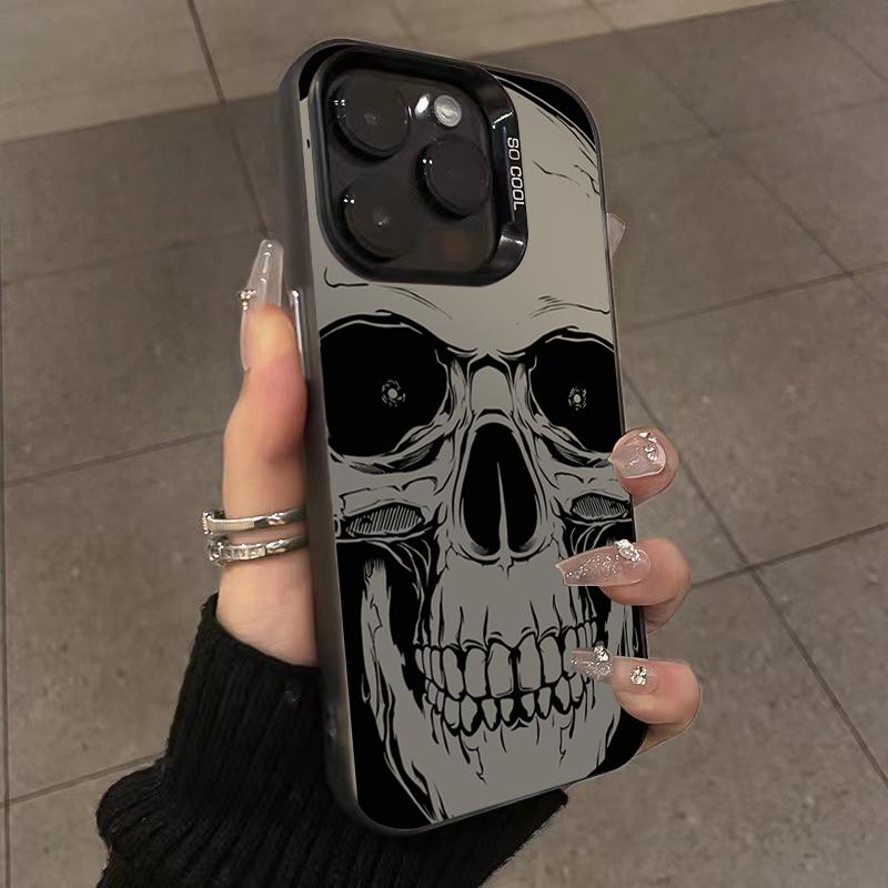 Gothic Skull Graffiti Pattern Design Protective Cover for iPhone 17 16 15 14 13 12 11 16E Series Pro Max Plus