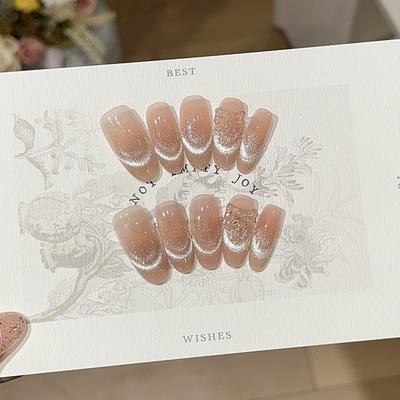 Нежная и универсальная, сверкающая персиково-розовая улыбка, кошачий глаз, бант, наклейка, ромб, ручная броня