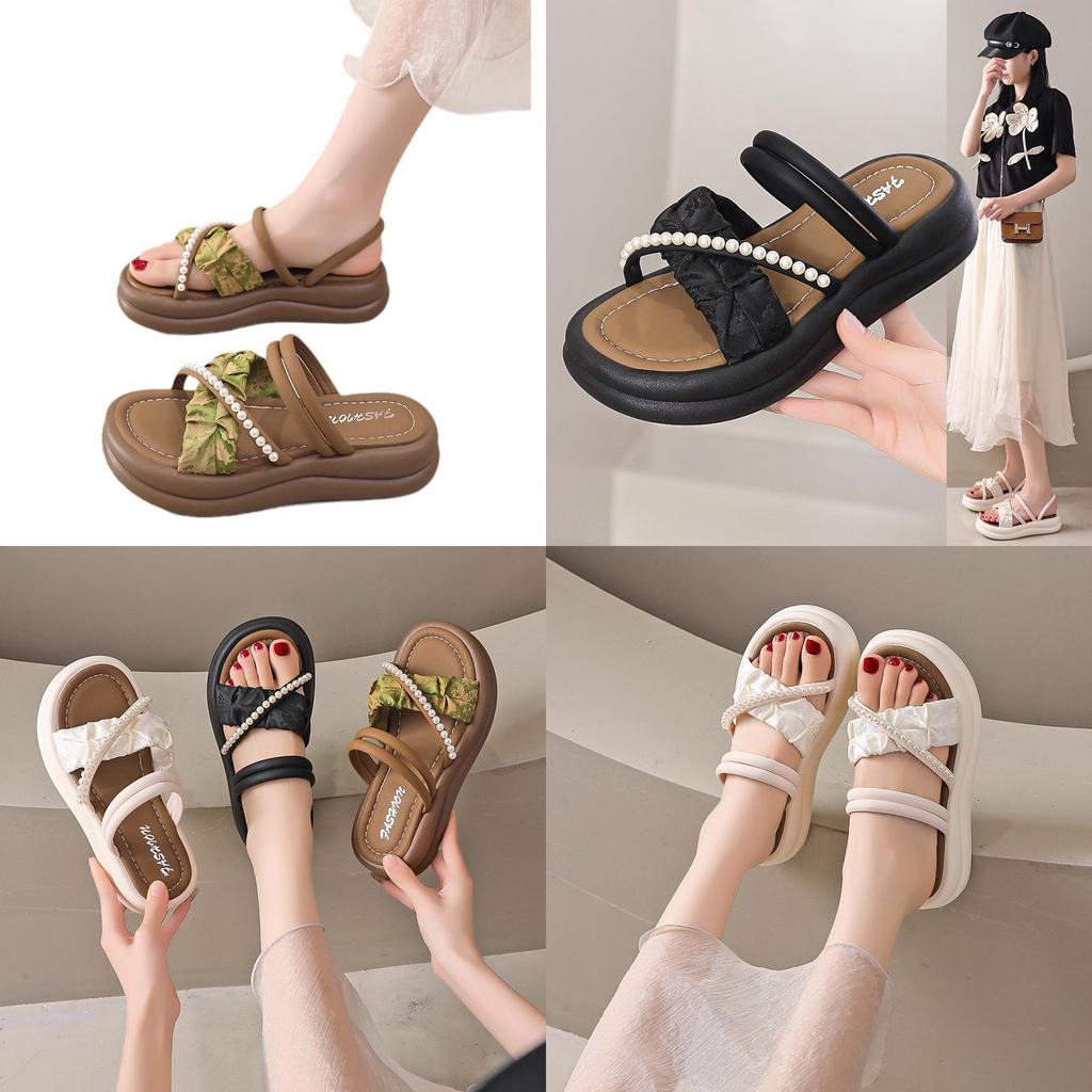 Stylish Summer Women's Sandals With Thick Sole And Elegant Design In Beige Green And Black