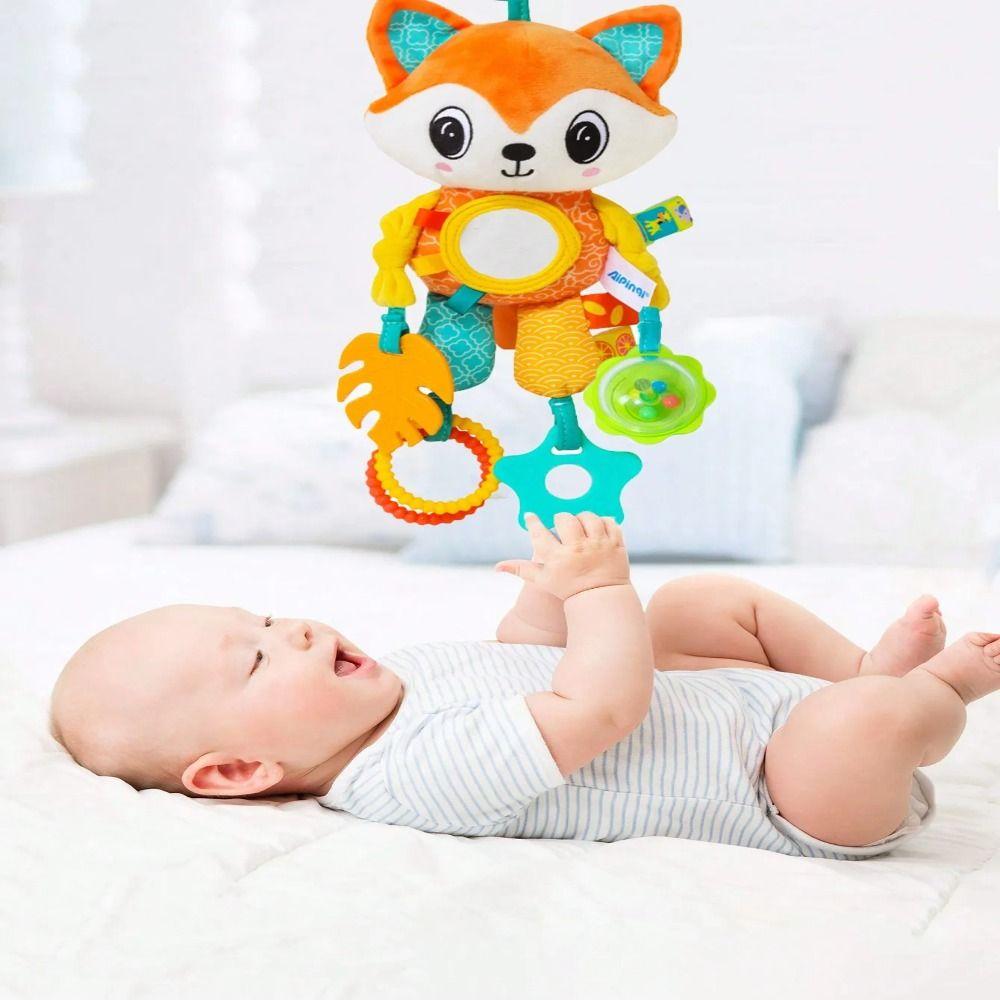 Squeaky Sound Sensory Learning Toy Soft Crinkle Hanging Toys Plush Animal Wind Chime Car Seat Use