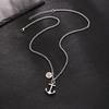 Fashion Round Medal Anchor Pendant Square Bead Chain Necklace for Men Women