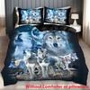 Moonlight Night Wolf 3D Print Quilt Cover Cartoon Wolf Duvet Comforter Polyester Soft Comfortable Night Sky Bedding Sheets Sets