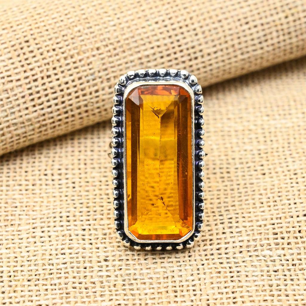 Привлекательный медовый топаз, драгоценный камень ручной работы, ювелирные изделия из стерлингового серебра 925 пробы, прекрасное кольцо для женщин