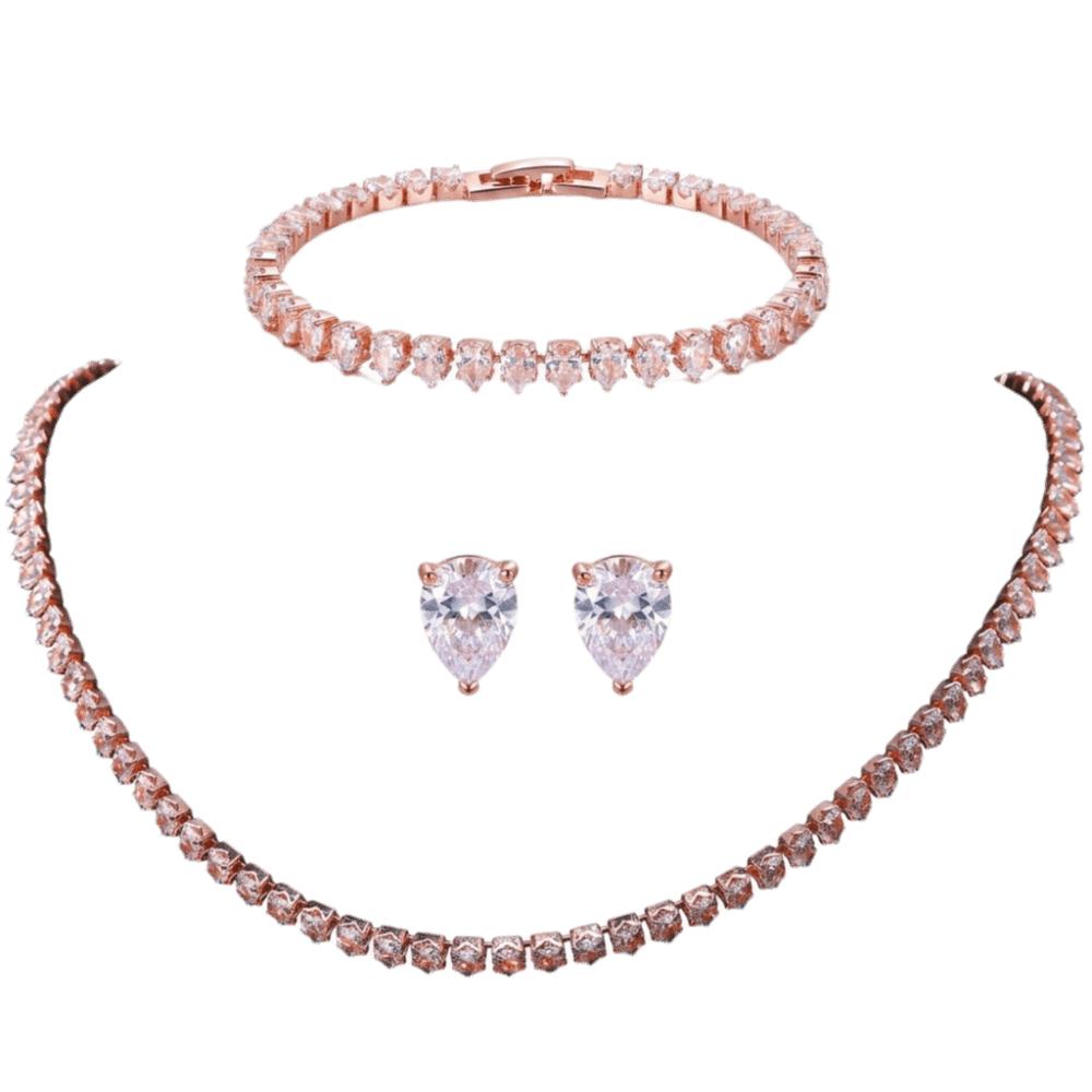 3Pcs/set Elegant Cubic Zirconia Jewelry Set Zirconia Wedding Accessories Set Bride