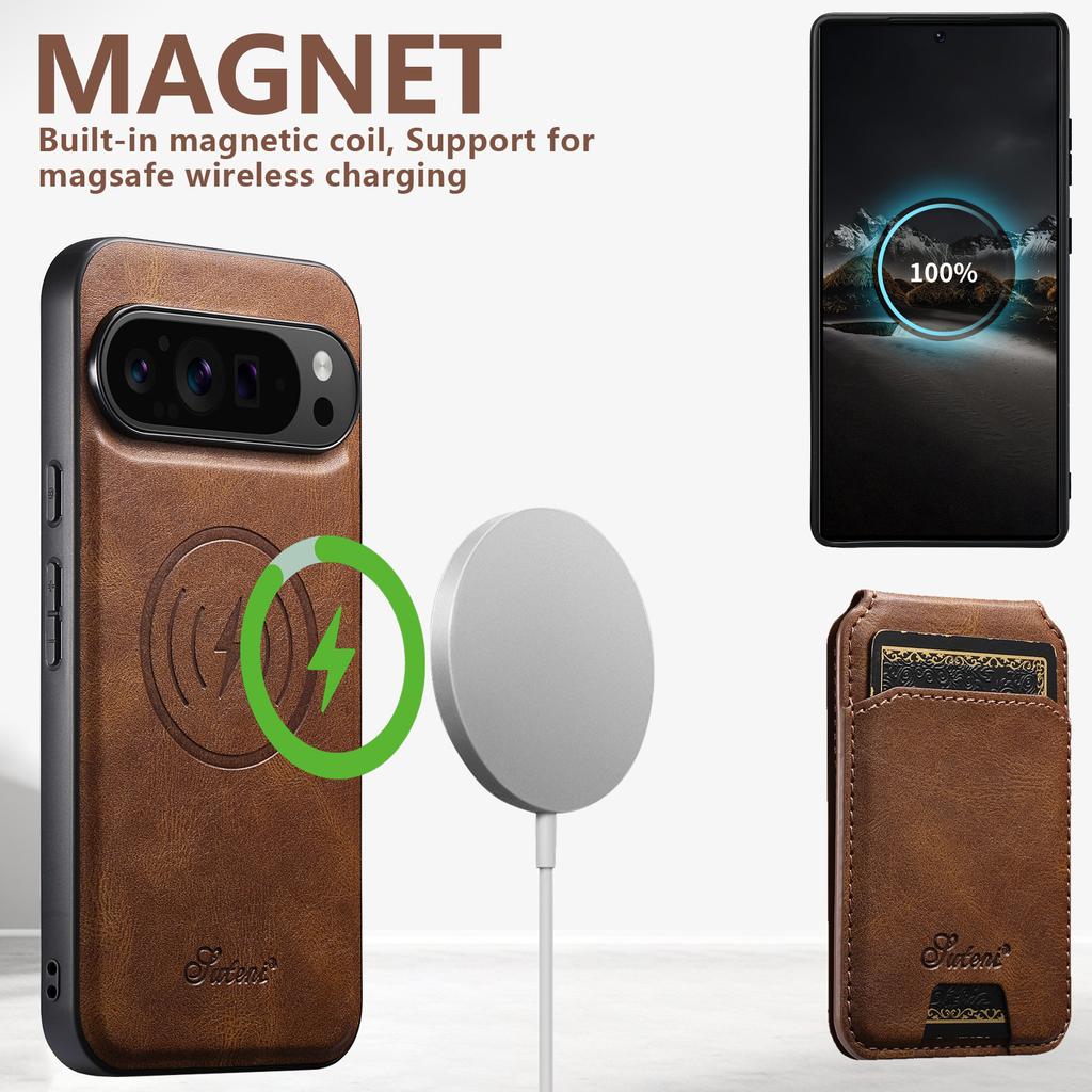 SUTENI H15 For Google Pixel 9 Pro XL Case Compatible with MagSafe Detachable Card Holder Phone Cover