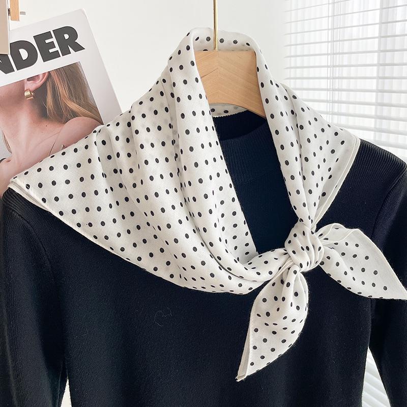 Women's French Red Cotton Silk Blend Scarf – 70CM Neck and Headscarf, Spring/Autumn Fashion Accessory