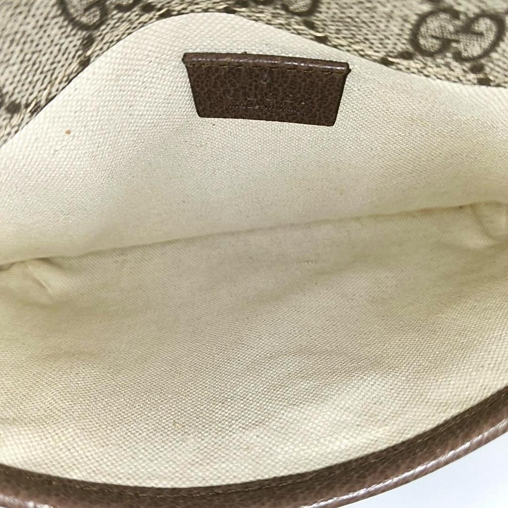 [Pre-Owned] Neo Vintage Series Gold Foil Logo Monogram Tiger Head Decorative Striped Shoulder Strap Canvas And Leather Messenger - Very Good #1VC7K4G