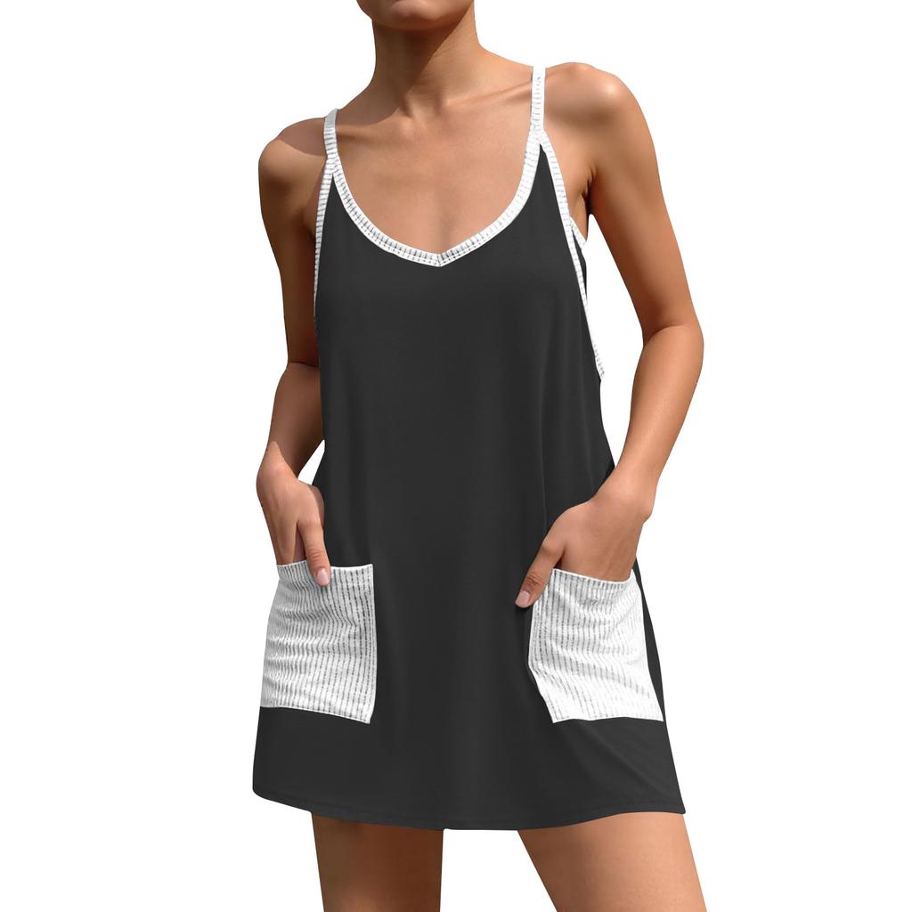 Women's Summer Tennis Sports Dress Casual Holiday Bodysuit Built-in Shorts