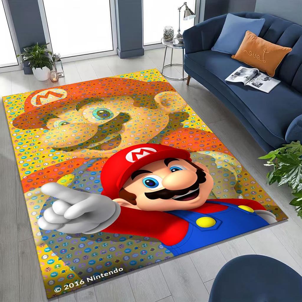 2026 New Retro Mario Cartoon Gift Rug for Bedroom Living Room Sofa Home Doormat Decor, Large Kids Play Non-slip Floor Mat